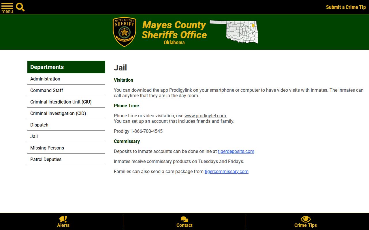 Mayes County Detention Center jail and release information